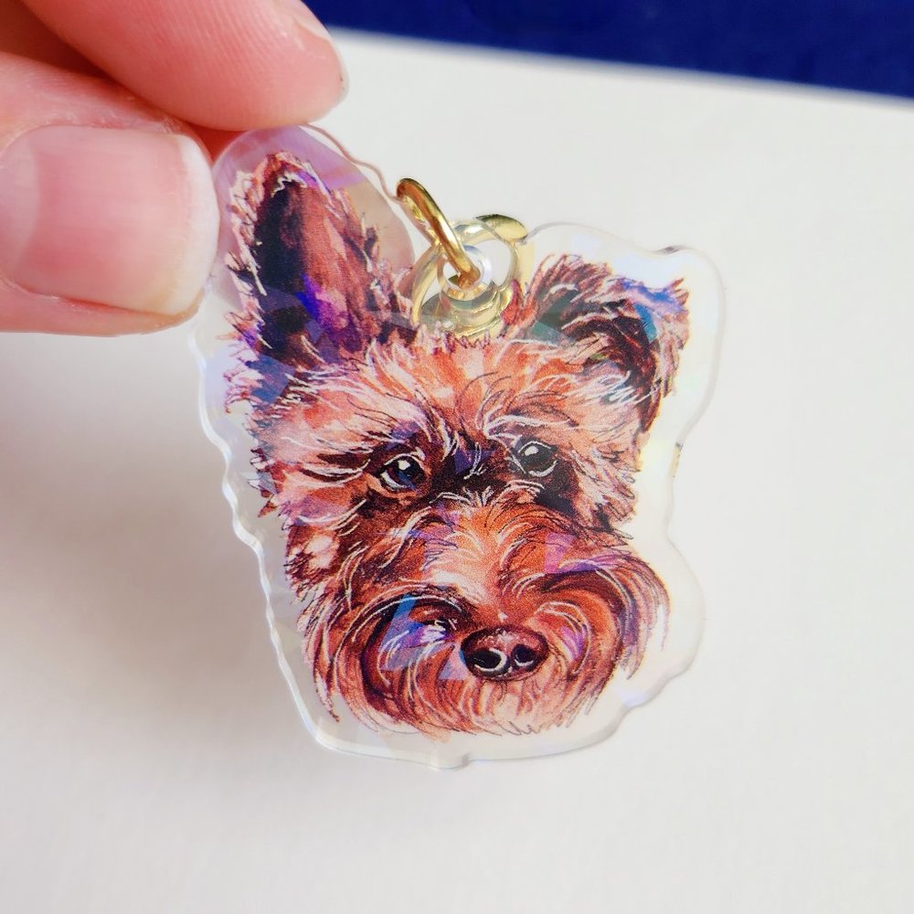 Miniature Schnauzer Holographic Keychain, Portrait Keychain Dog Memorial